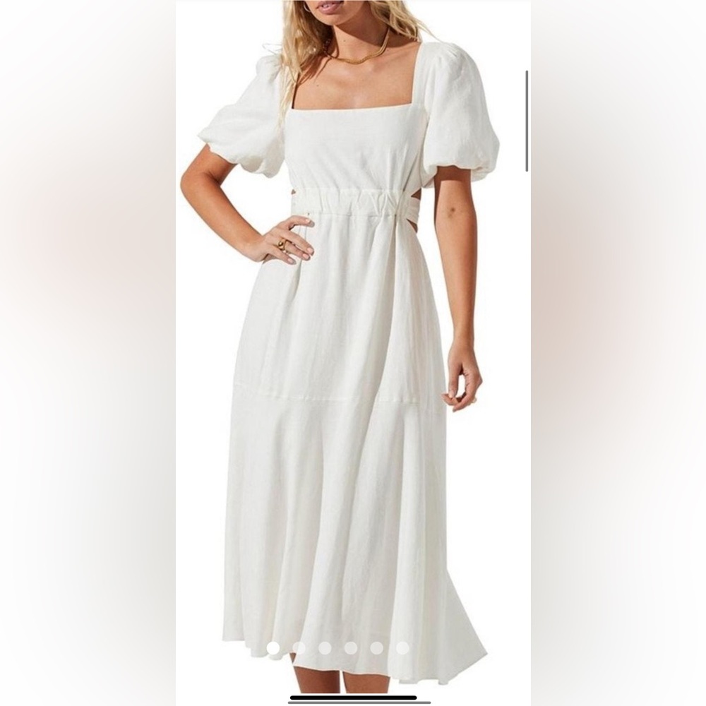 ASTR white midi dress with tie back - size small
